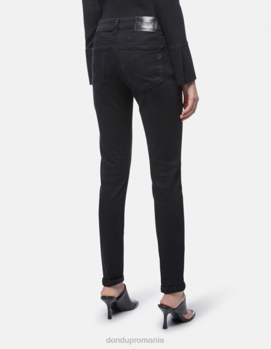 femei blugi din denim stretch super skinny gaia V84D83 îmbrăcăminte negru DONDUP
