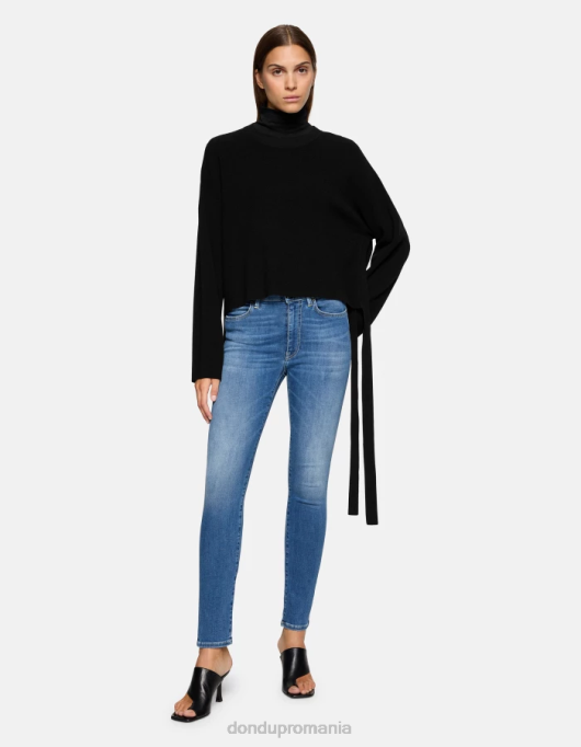 femei blugi iris super skinny din denim elastic V84D38 îmbrăcăminte albastru DONDUP