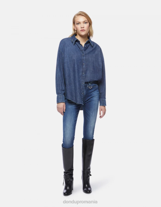 femei blugi iris super skinny din denim elastic V84D60 îmbrăcăminte albastru DONDUP