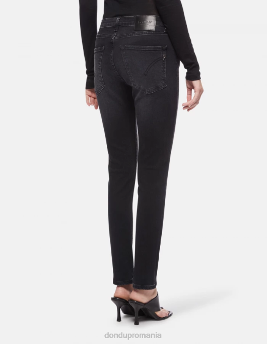 femei blugi iris super skinny din denim elastic V84D78 îmbrăcăminte negru DONDUP
