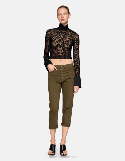 femei blugi din denim stretch bull koons loose-fit V84D33 îmbrăcăminte verde armată DONDUP