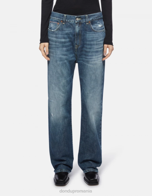 femei blugi yara loose-fit din denim rigid V84D118 îmbrăcăminte albastru DONDUP