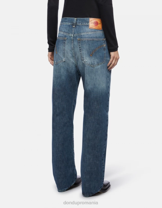 femei blugi yara loose-fit din denim rigid V84D118 îmbrăcăminte albastru DONDUP