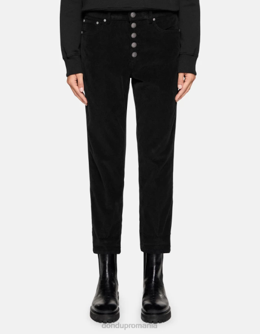 femei pantaloni largi din catifea koons V84D70 îmbrăcăminte negru DONDUP