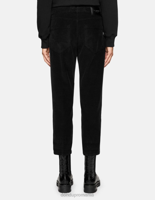 femei pantaloni largi din catifea koons V84D70 îmbrăcăminte negru DONDUP