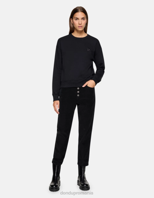 femei pantaloni largi din catifea koons V84D70 îmbrăcăminte negru DONDUP