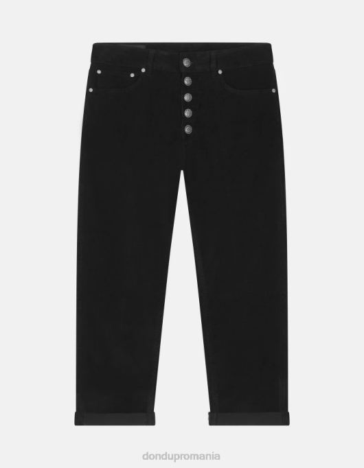 femei pantaloni largi din catifea koons V84D70 îmbrăcăminte negru DONDUP