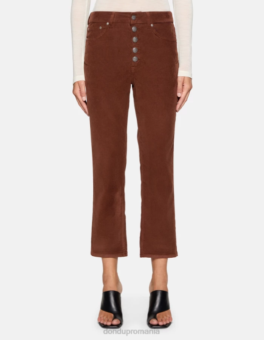 femei pantaloni largi din catifea koons V84D73 îmbrăcăminte cioccolato DONDUP