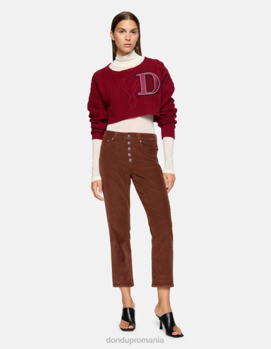 femei pantaloni largi din catifea koons V84D73 îmbrăcăminte cioccolato DONDUP