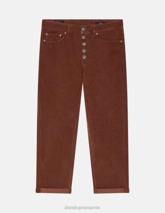 femei pantaloni largi din catifea koons V84D73 îmbrăcăminte cioccolato DONDUP