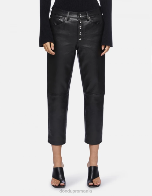 femei pantaloni largi din piele nappa koons V84D115 îmbrăcăminte negru DONDUP