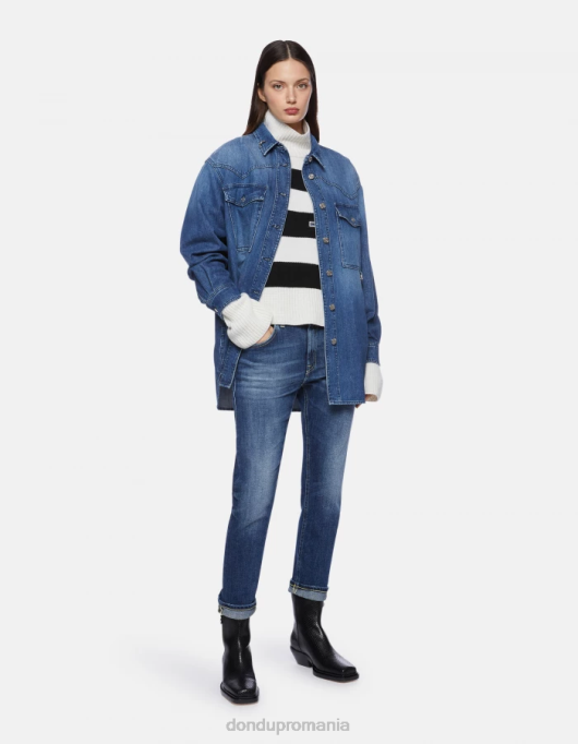 femei blugi din denim stretch mila carot-fit V84D65 îmbrăcăminte albastru DONDUP