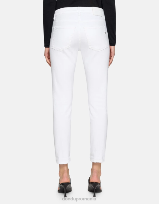 femei blugi mila carot-fit din denim stretch bull V84D51 îmbrăcăminte alb DONDUP