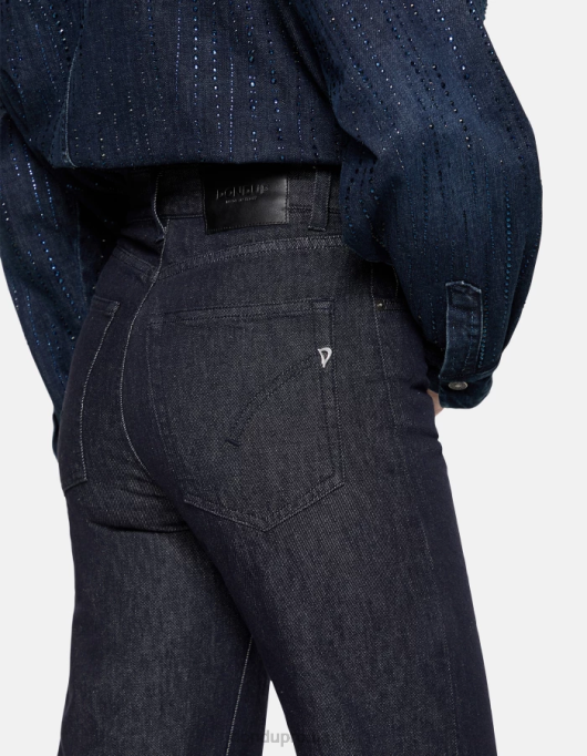 femei blugi din denim rigid cu picioare largi chihlimbar V84D59 îmbrăcăminte albastru DONDUP