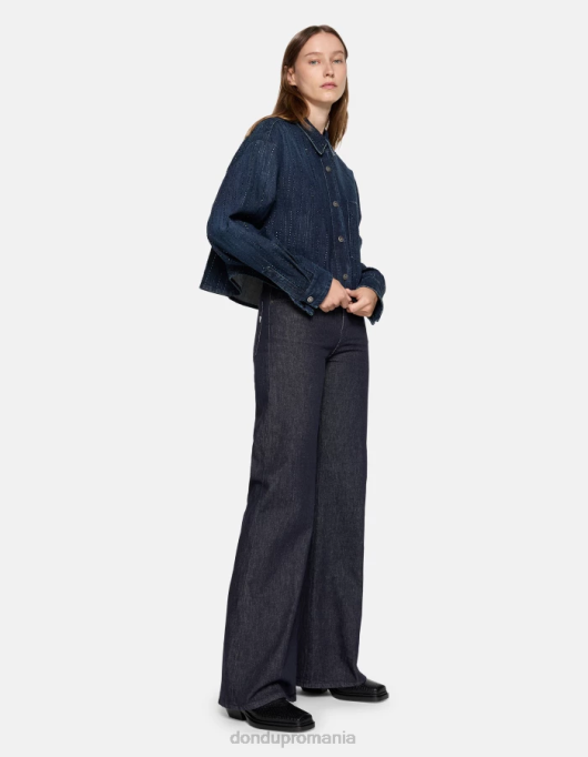 femei blugi din denim rigid cu picioare largi chihlimbar V84D59 îmbrăcăminte albastru DONDUP