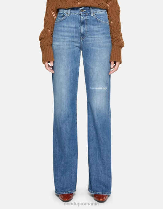 femei blugi din denim rigid cu picioare largi chihlimbar V84D69 îmbrăcăminte albastru DONDUP