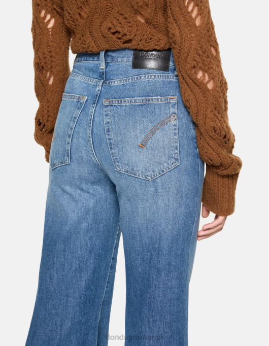 femei blugi din denim rigid cu picioare largi chihlimbar V84D69 îmbrăcăminte albastru DONDUP