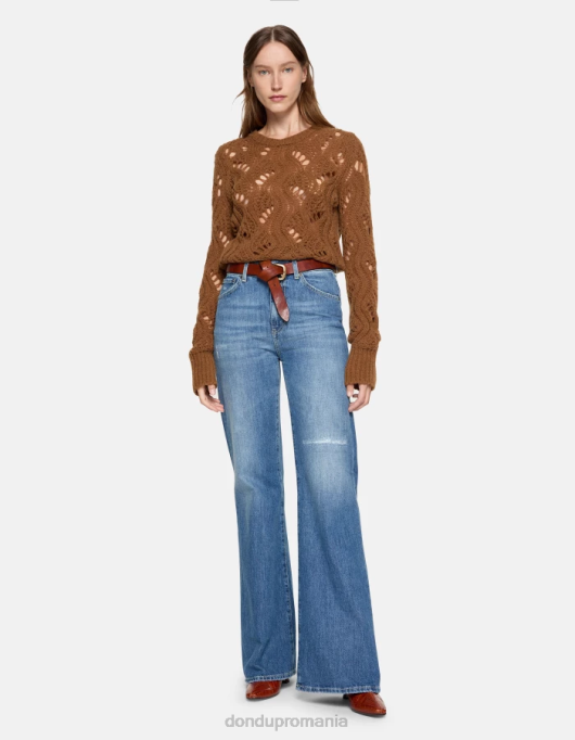 femei blugi din denim rigid cu picioare largi chihlimbar V84D69 îmbrăcăminte albastru DONDUP