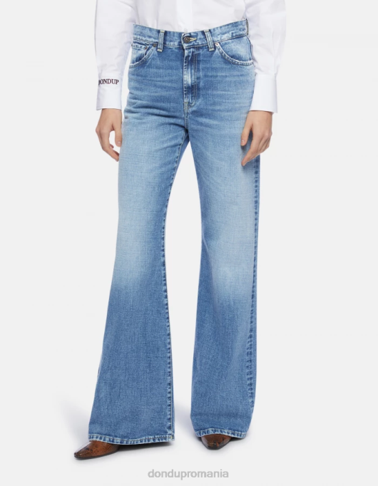 femei blugi din denim rigid cu picioare largi chihlimbar V84D96 îmbrăcăminte albastru DONDUP