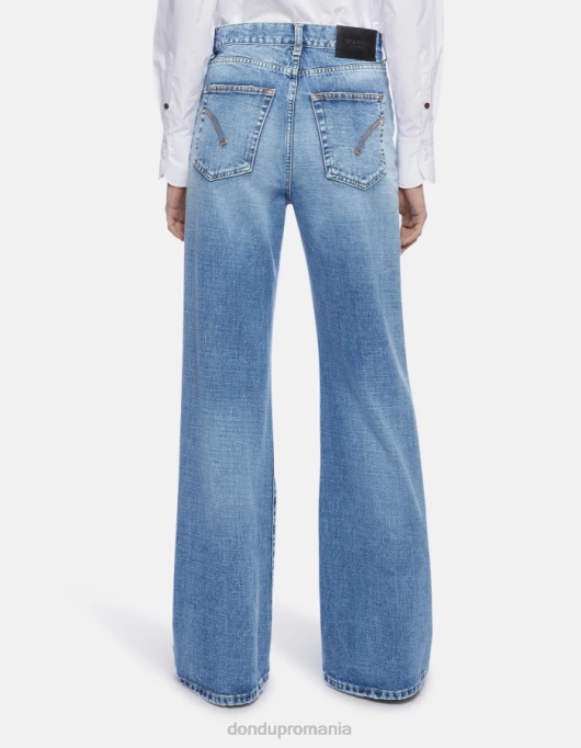 femei blugi din denim rigid cu picioare largi chihlimbar V84D96 îmbrăcăminte albastru DONDUP