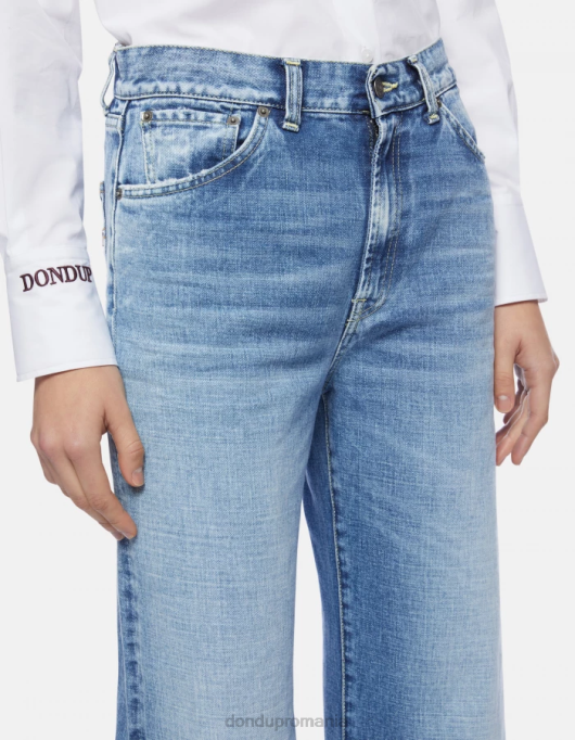 femei blugi din denim rigid cu picioare largi chihlimbar V84D96 îmbrăcăminte albastru DONDUP