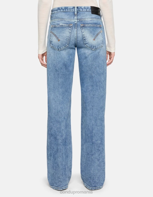 femei blugi din denim rigid cu picioare largi jacklyn V84D81 îmbrăcăminte albastru DONDUP