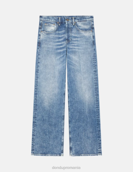 femei blugi din denim rigid cu picioare largi jacklyn V84D81 îmbrăcăminte albastru DONDUP
