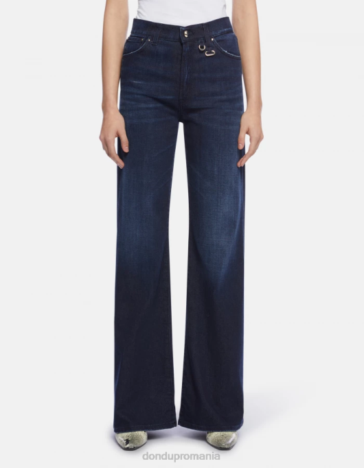femei blugi din denim stretch cu picioare largi de culoare chihlimbar V84D101 îmbrăcăminte albastru DONDUP