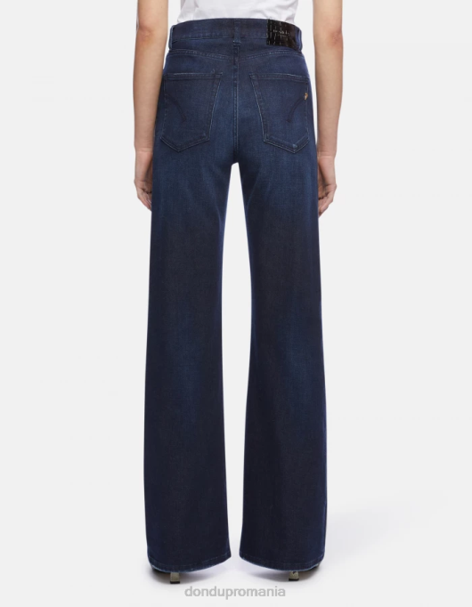 femei blugi din denim stretch cu picioare largi de culoare chihlimbar V84D101 îmbrăcăminte albastru DONDUP