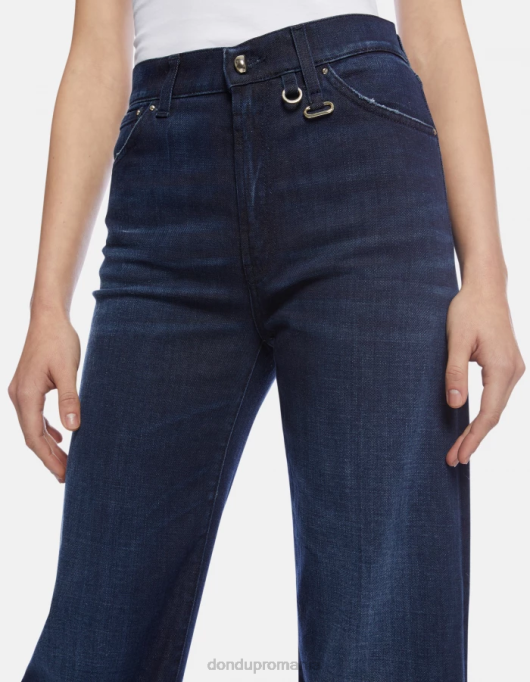 femei blugi din denim stretch cu picioare largi de culoare chihlimbar V84D101 îmbrăcăminte albastru DONDUP