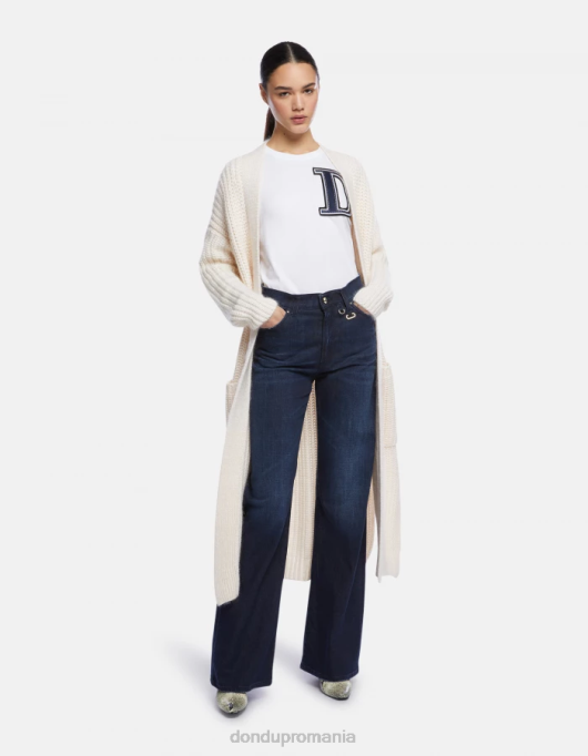 femei blugi din denim stretch cu picioare largi de culoare chihlimbar V84D101 îmbrăcăminte albastru DONDUP