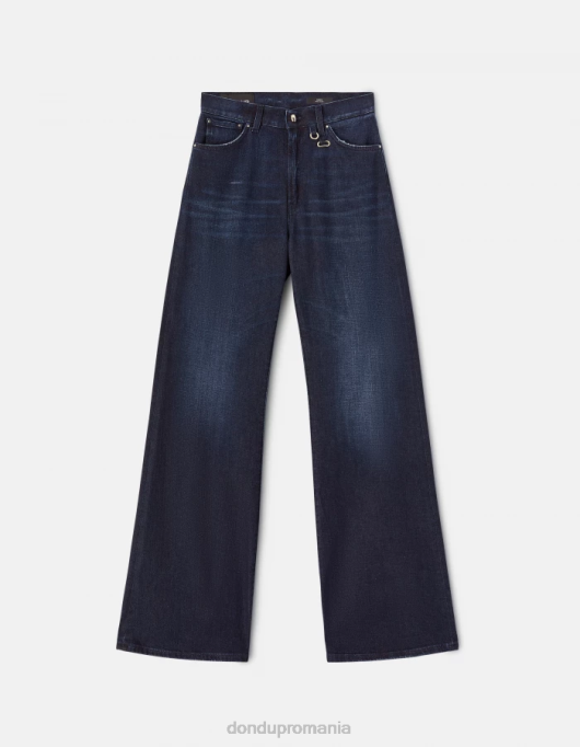 femei blugi din denim stretch cu picioare largi de culoare chihlimbar V84D101 îmbrăcăminte albastru DONDUP