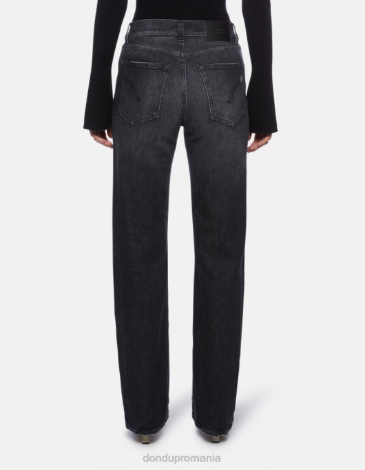 femei blugi din denim stretch cu picioare largi mabel V84D104 îmbrăcăminte negru DONDUP