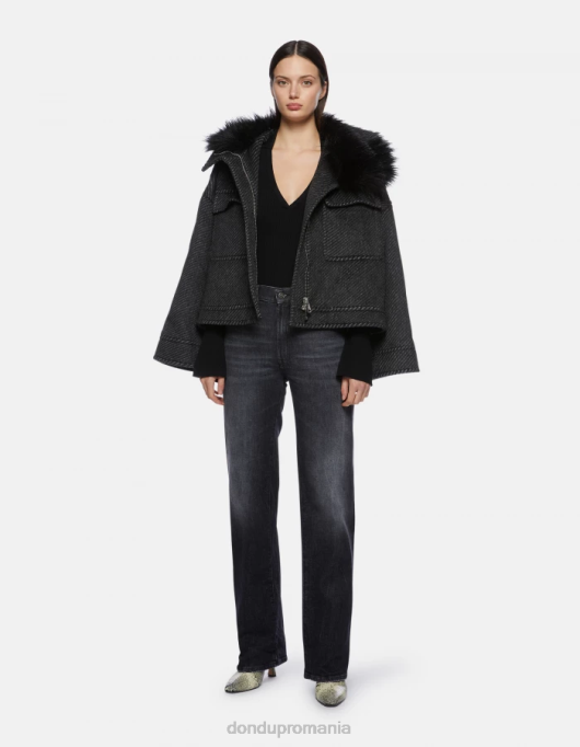 femei blugi din denim stretch cu picioare largi mabel V84D104 îmbrăcăminte negru DONDUP