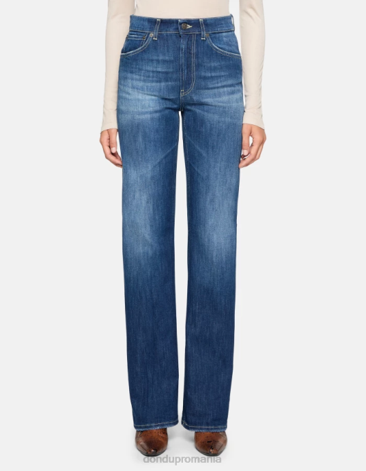femei blugi din denim stretch cu picioare largi mabel V84D8 îmbrăcăminte albastru DONDUP