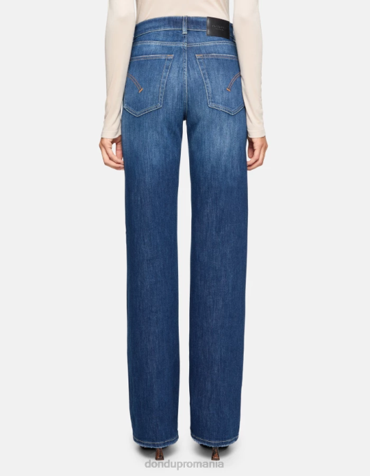 femei blugi din denim stretch cu picioare largi mabel V84D8 îmbrăcăminte albastru DONDUP