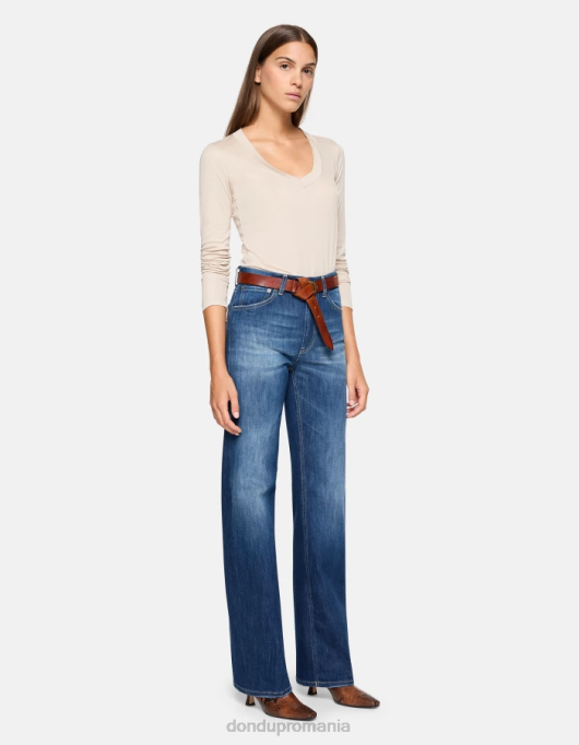 femei blugi din denim stretch cu picioare largi mabel V84D8 îmbrăcăminte albastru DONDUP