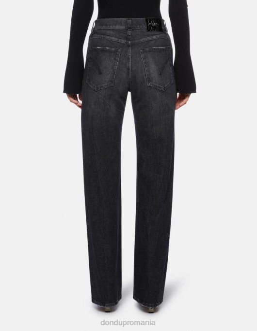 femei blugi din denim stretch cu picioare largi mabel V84D92 îmbrăcăminte negru DONDUP