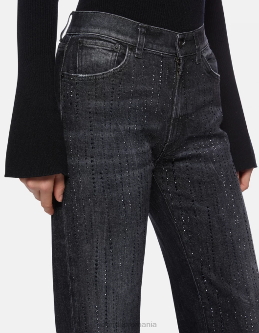 femei blugi din denim stretch cu picioare largi mabel V84D92 îmbrăcăminte negru DONDUP