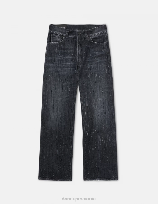 femei blugi din denim stretch cu picioare largi mabel V84D92 îmbrăcăminte negru DONDUP