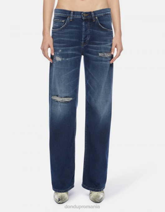 femei blugi jacklyn din denim stretch cu picioare largi V84D100 îmbrăcăminte albastru DONDUP