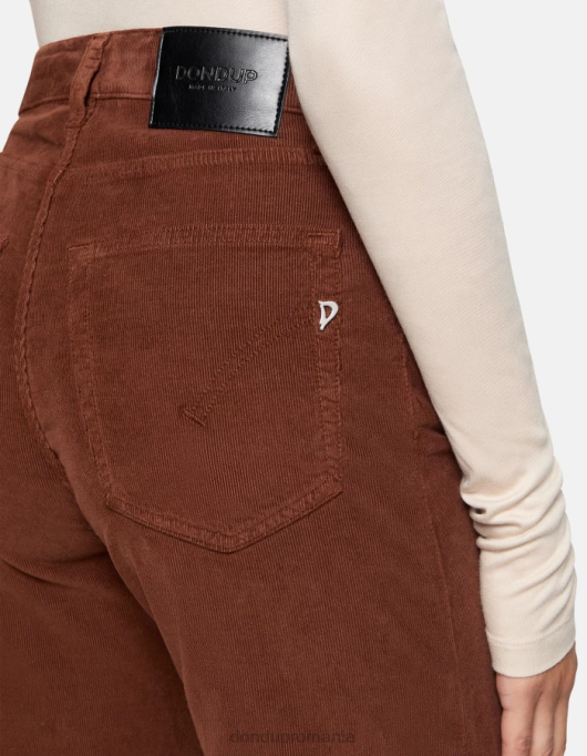 femei pantaloni largi din catifea chihlimbar V84D28 îmbrăcăminte cioccolato DONDUP