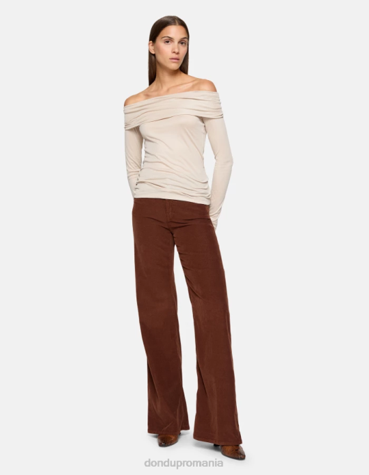 femei pantaloni largi din catifea chihlimbar V84D28 îmbrăcăminte cioccolato DONDUP