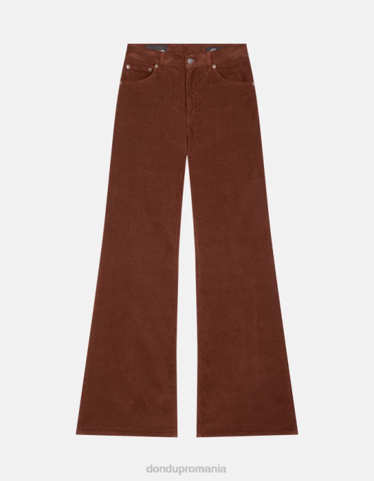 femei pantaloni largi din catifea chihlimbar V84D28 îmbrăcăminte cioccolato DONDUP