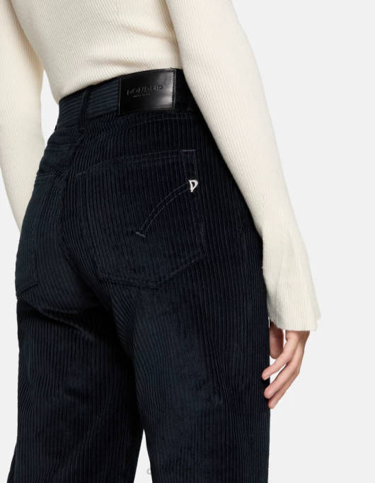 femei pantaloni largi din catifea chihlimbar V84D44 îmbrăcăminte albastru marin DONDUP