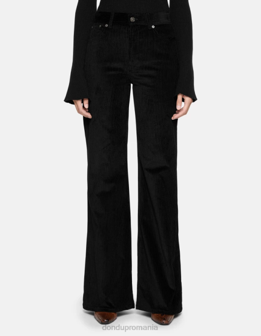 femei pantaloni largi din catifea chihlimbar V84D46 îmbrăcăminte negru DONDUP