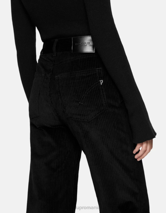 femei pantaloni largi din catifea chihlimbar V84D46 îmbrăcăminte negru DONDUP