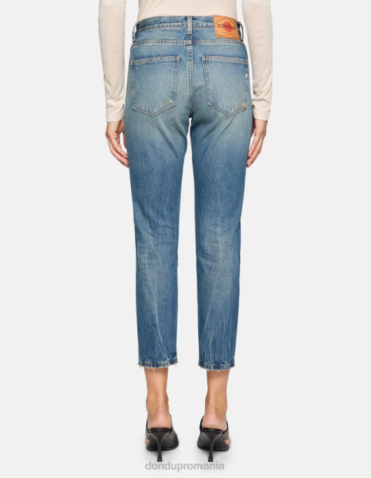femei blugi cindy cu ajustări regulate, din denim rigid V84D30 îmbrăcăminte albastru DONDUP