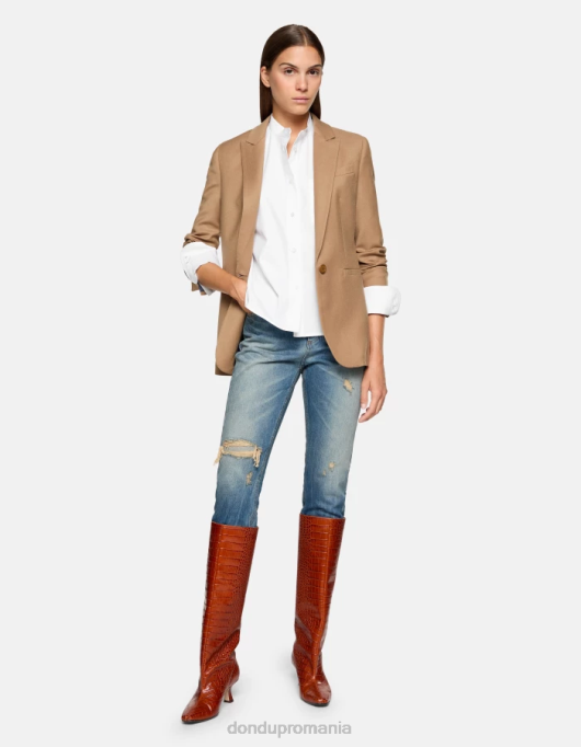 femei blugi cindy cu ajustări regulate, din denim rigid V84D30 îmbrăcăminte albastru DONDUP