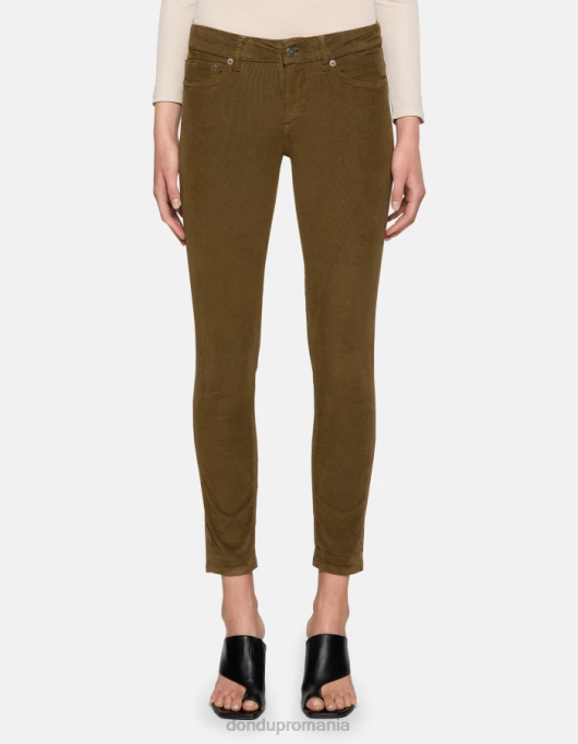 femei pantaloni skinny din catifea monroe V84D13 îmbrăcăminte verde armată DONDUP